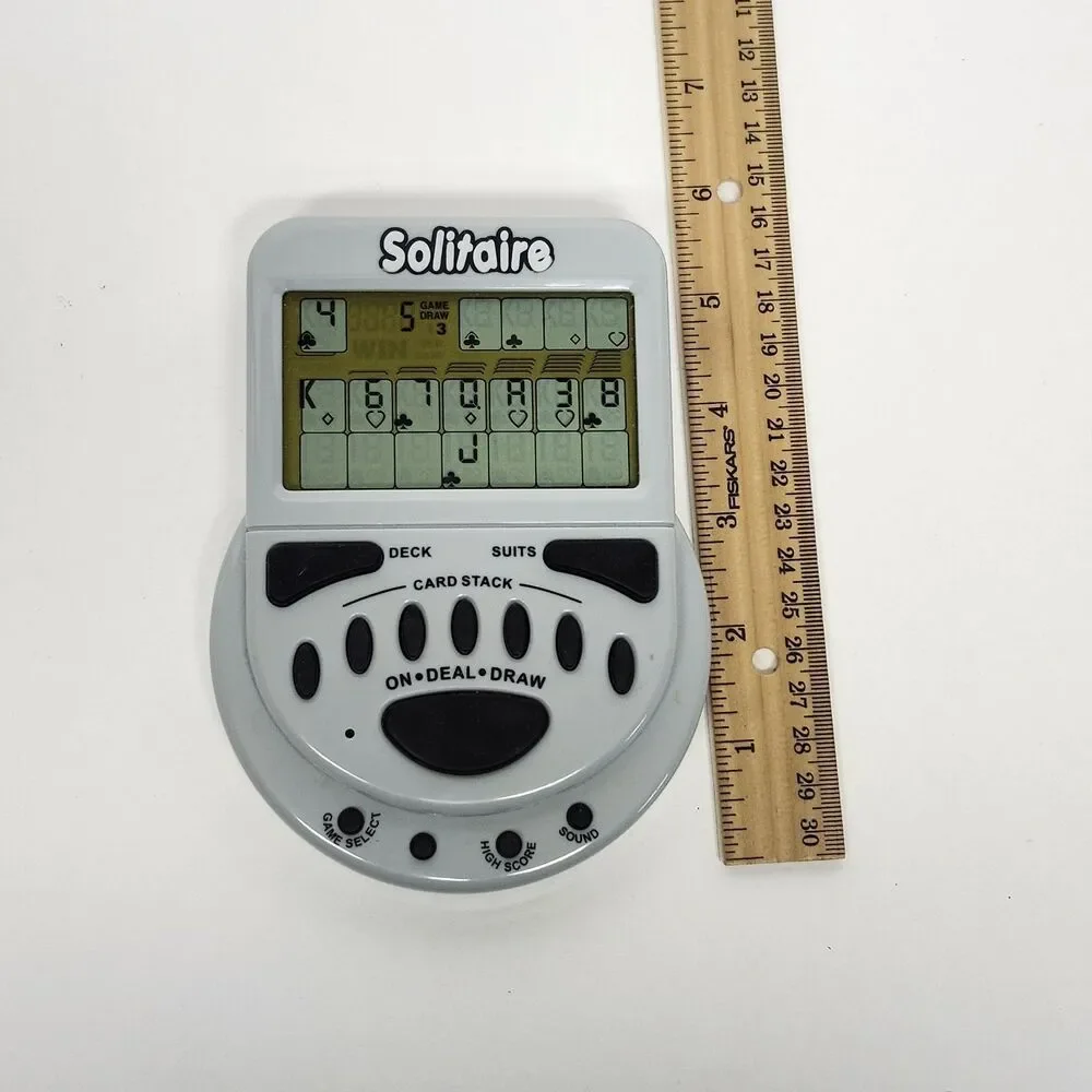Vintage Solitaire Handheld Electronic Game Gray Portable Travel Single Player